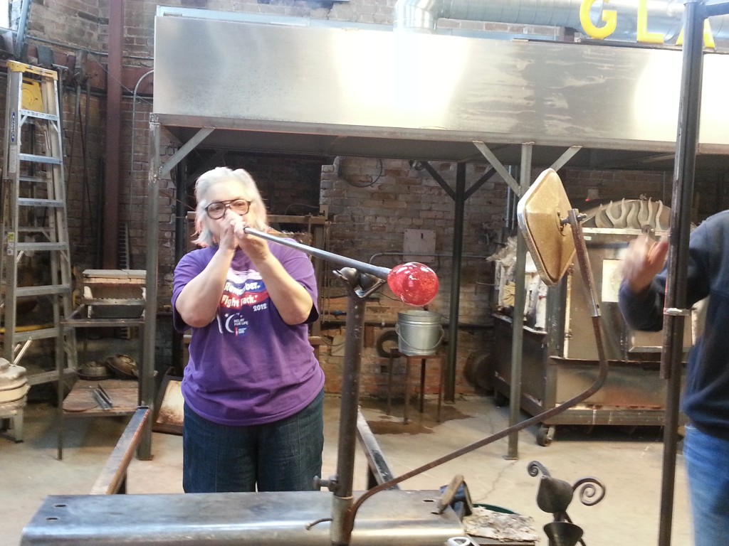 My friend Sherry glass blowing.  