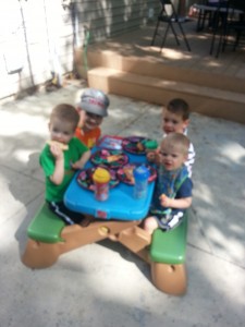 The grandsons enjoying being together.