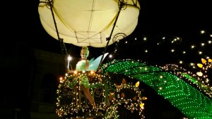 Tinker Bell in the electric parade at The Magin Kingdom